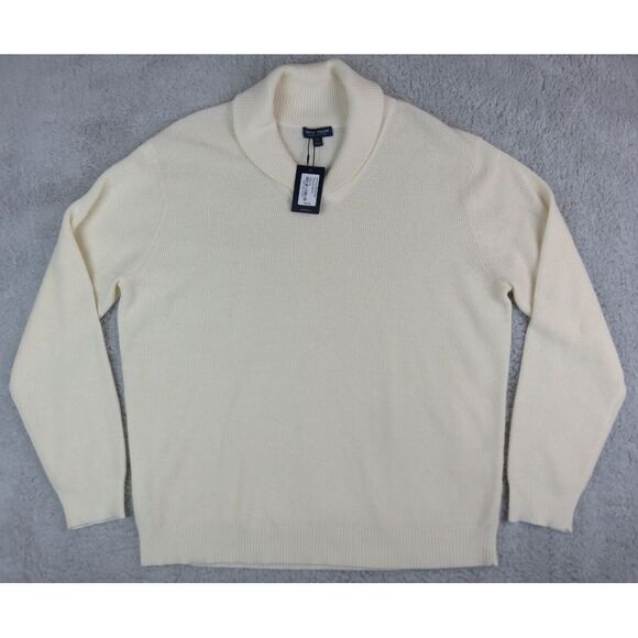 Mens Peter Millar Crown Crafted Shawl Neck Sweater Beige MS23XS09 Size XL Merino